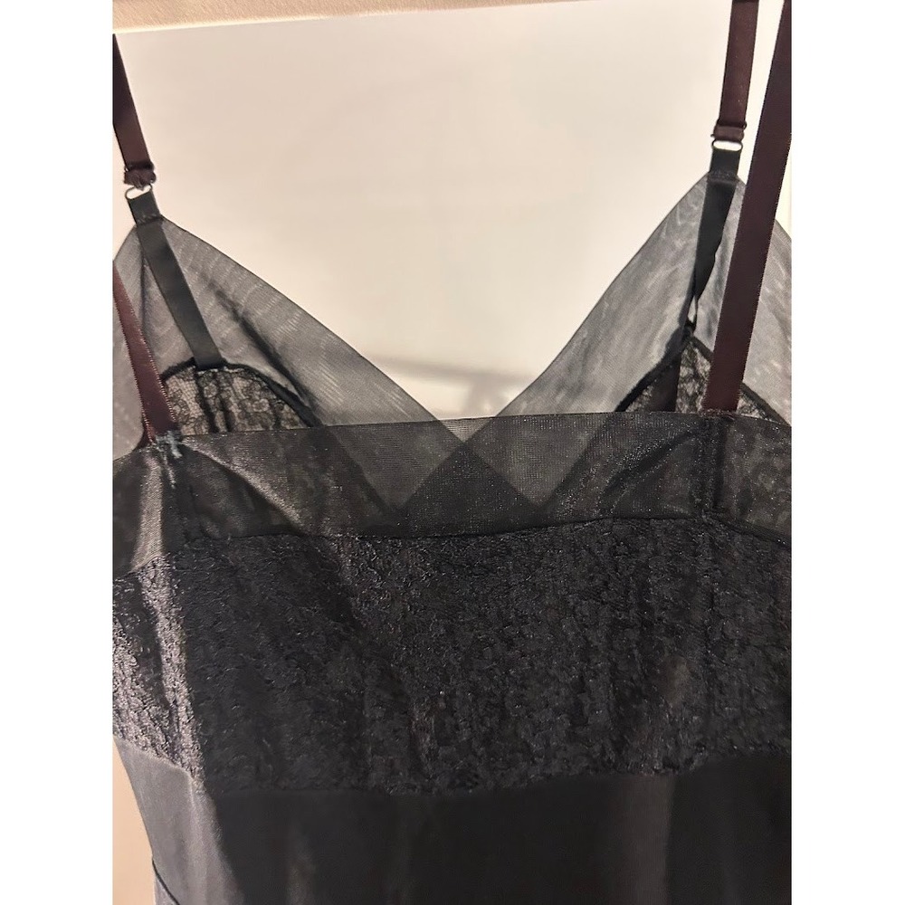 Vintage Munsingwear Black Nylon Tricot Lace Maxi Slip Dress Size 32‎ Tall USA - Picture 6 of 10